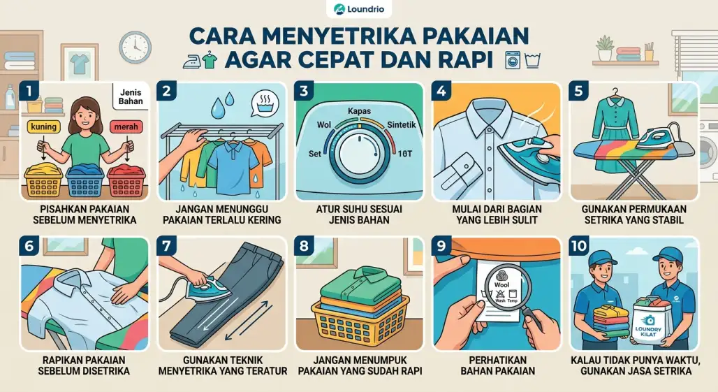 Cara Menyetrika Pakaian agar Cepat dan Rapi